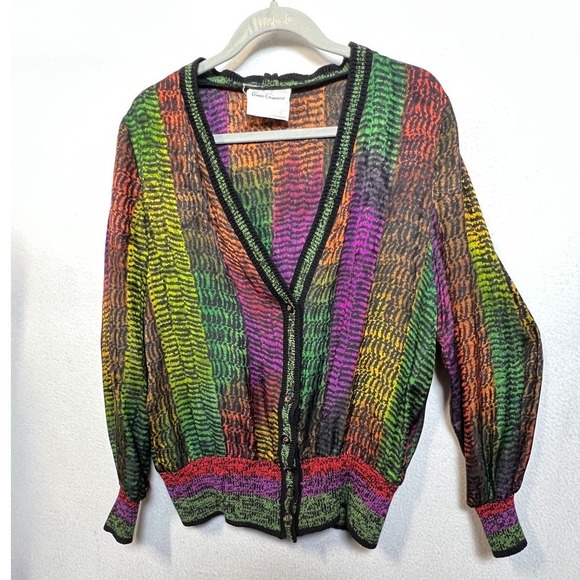 Anne Crimmins Sweaters - Vintage Anne Crimmins UMI Collections 100% Silk Cardigan Bergdorf Goodman Multi
